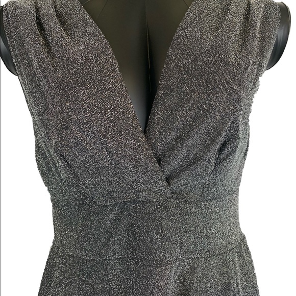 Fraiche Deep V Neck Sleeveless Shimmer Cocktail Party Swing Dress Women's Large - Picture 13 of 14